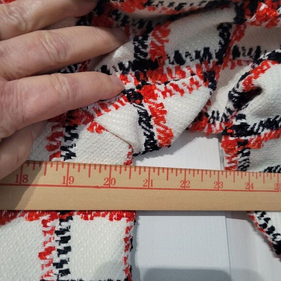 Ann Taylor Plaid Fringe Tweed Blazer‎ Coat Jacket Patriotic USA 12  Petite - Picture 5 of 13